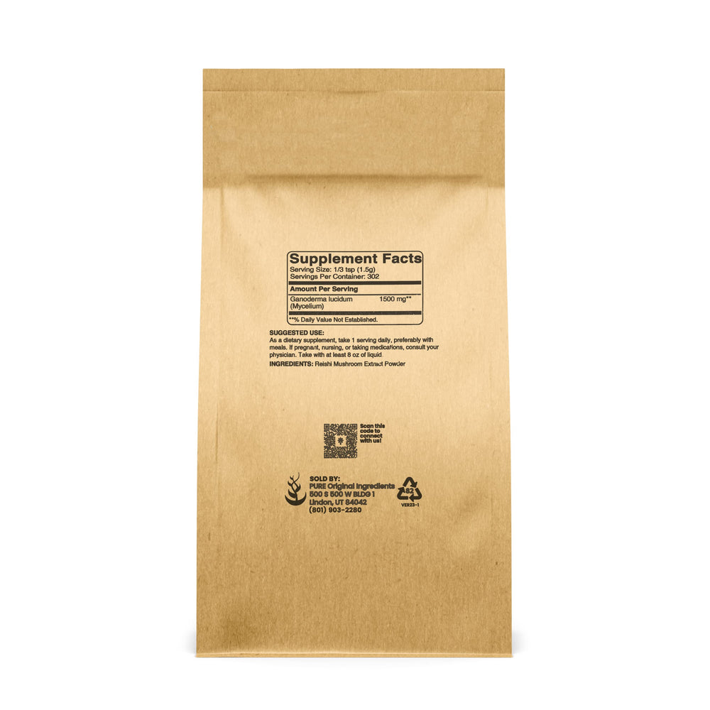 Reishi Mushroom Powder label