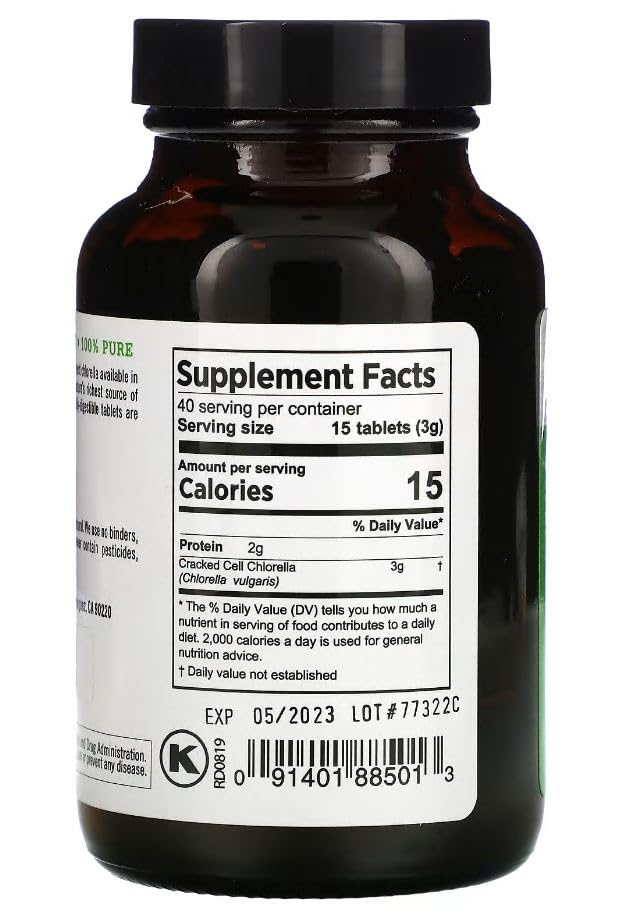 Pure Planet Cracked Cell Chlorella Organic bottle - label detail