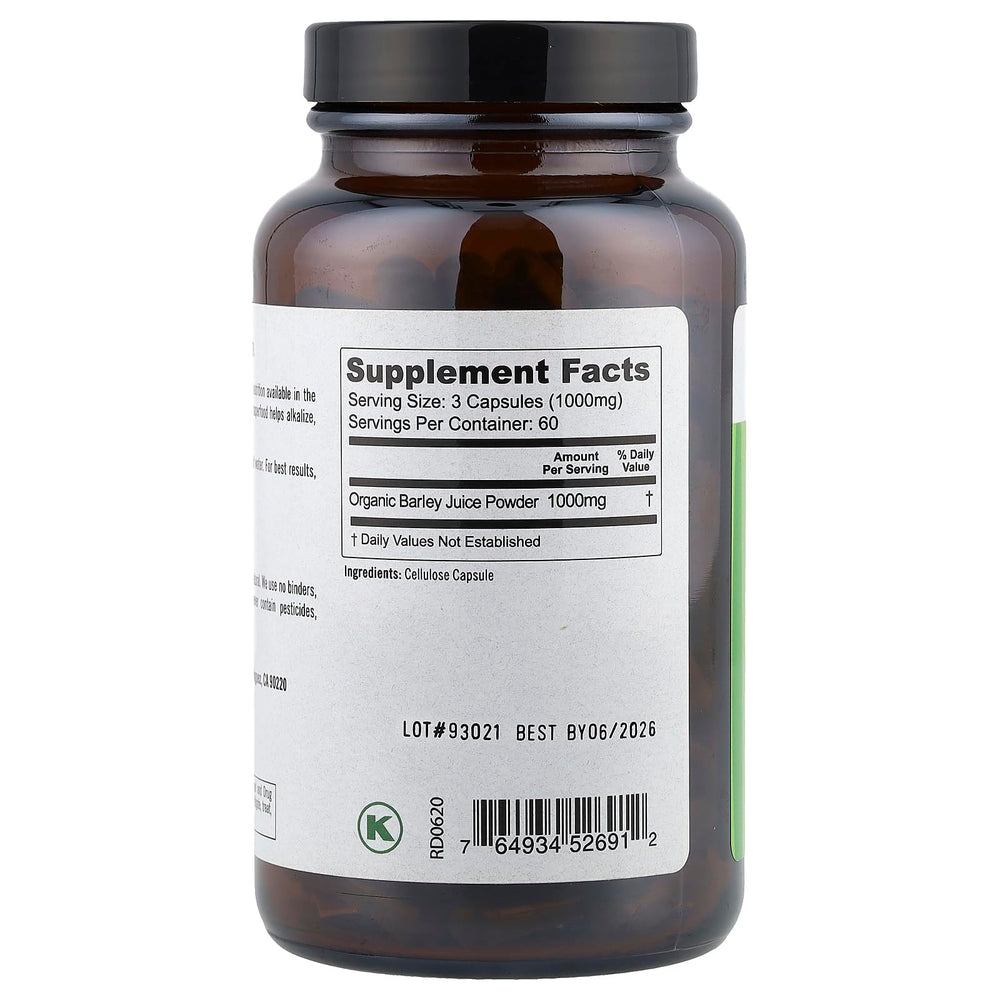 Close-up of Pure Planet Just Barley capsules