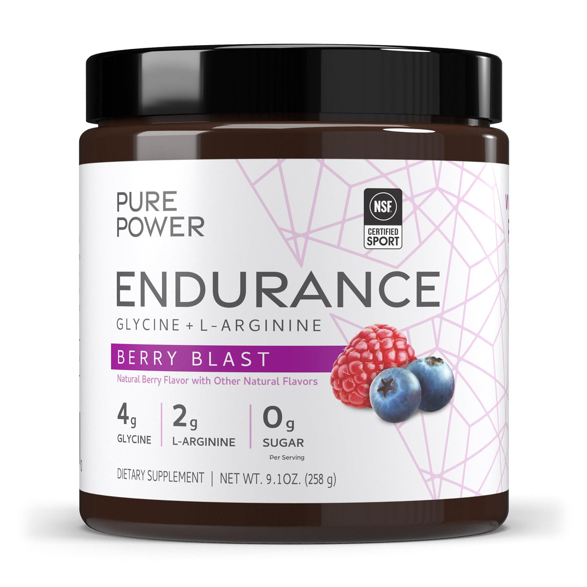 Pure Power Endurance Powder Berry Blast flavor front label