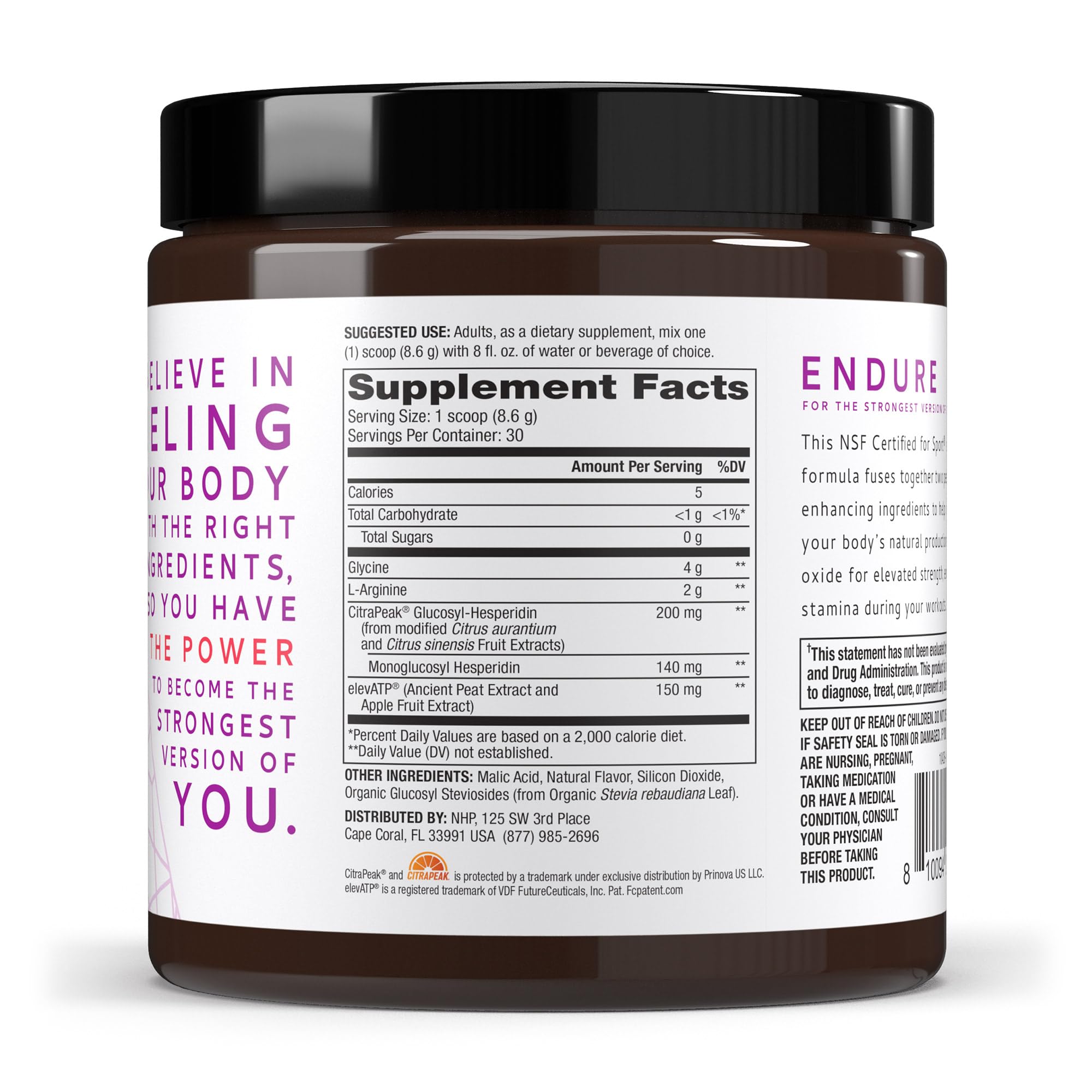 Label highlighting glycine and L-Arginine ingredients