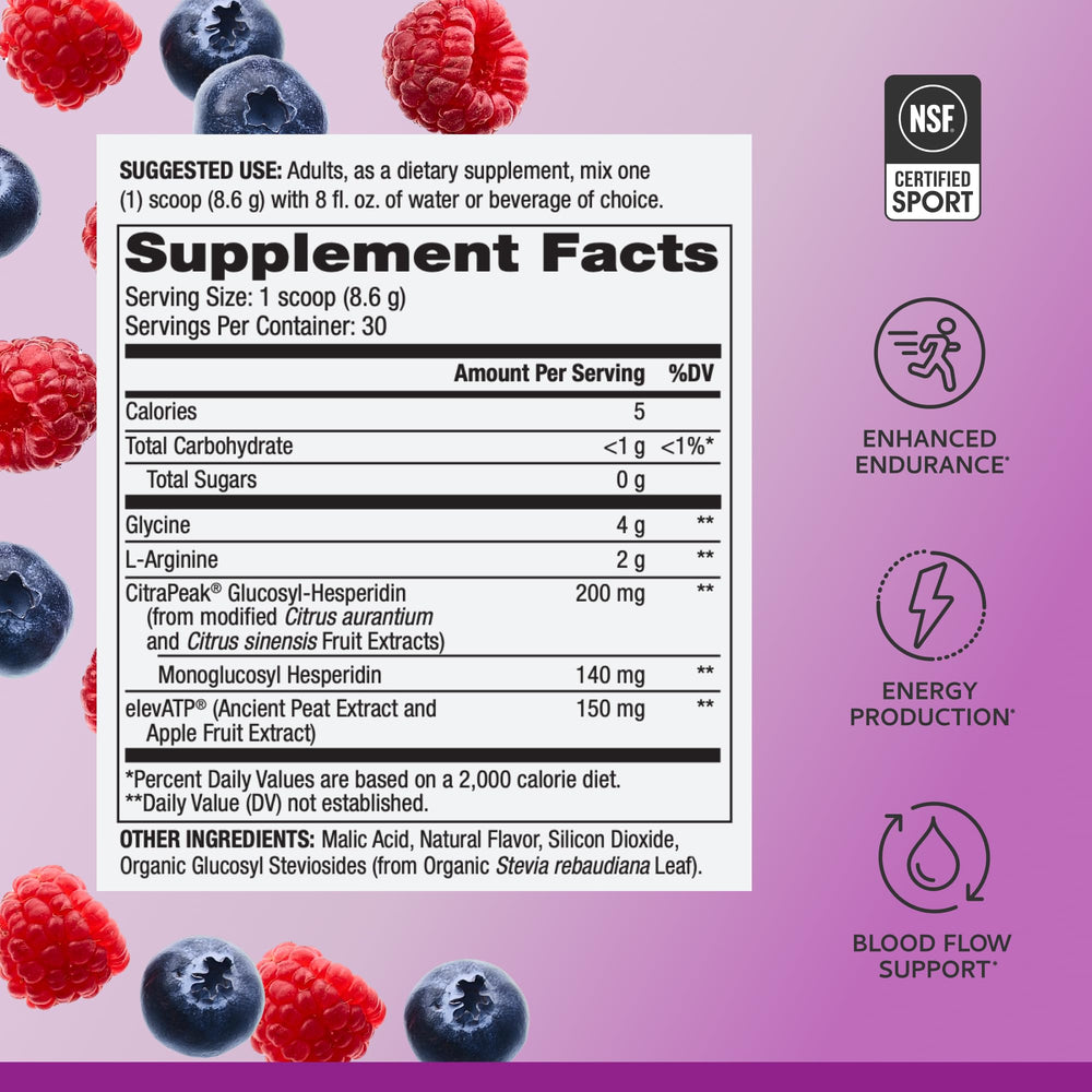 Nutrition facts showing 0 g sugar, 5 calories and <1 g carbs