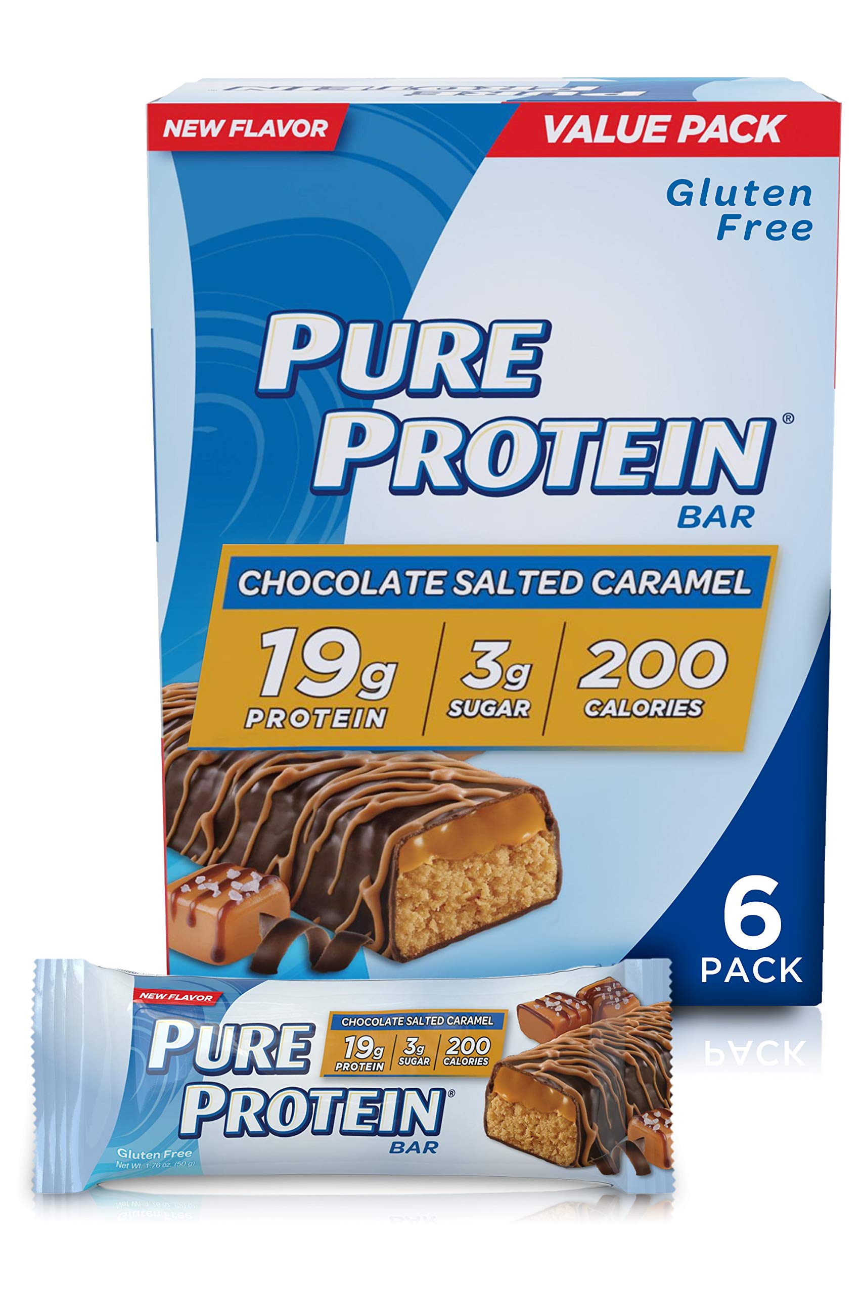 Front of Pure Protein Bars Chocolate Salted Caramel package