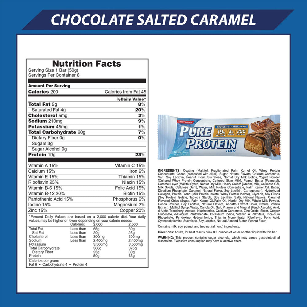 On-the-go energy snack: Pure Protein Bars Chocolate Salted Caramel