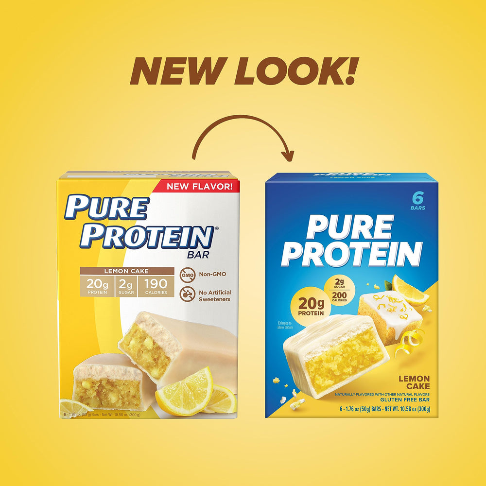 Pure Protein Lemon Cake bar nutrition facts highlight 20g protein