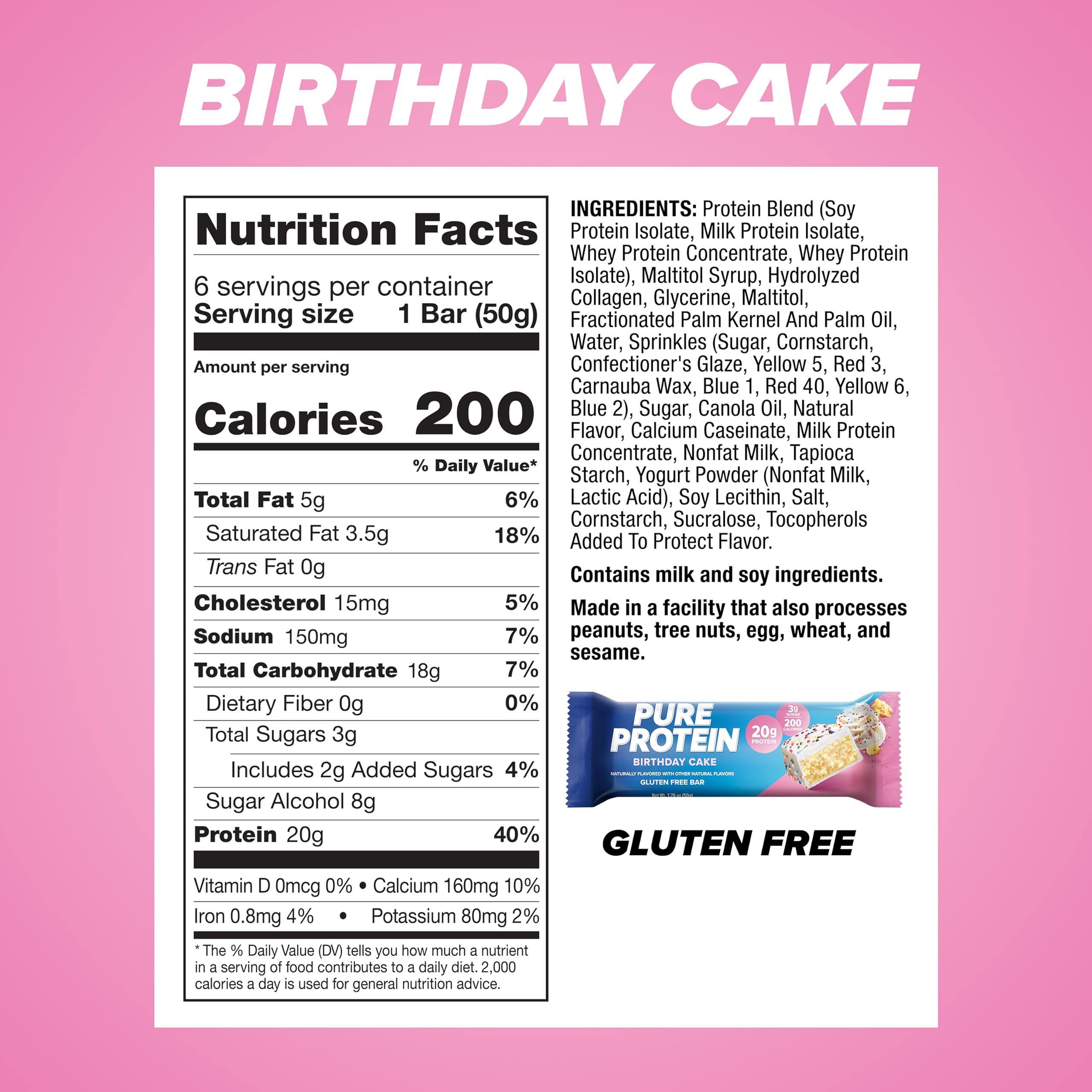 Pure Protein Birthday Cake Bars on-the-go energy for pre/post-workout moments