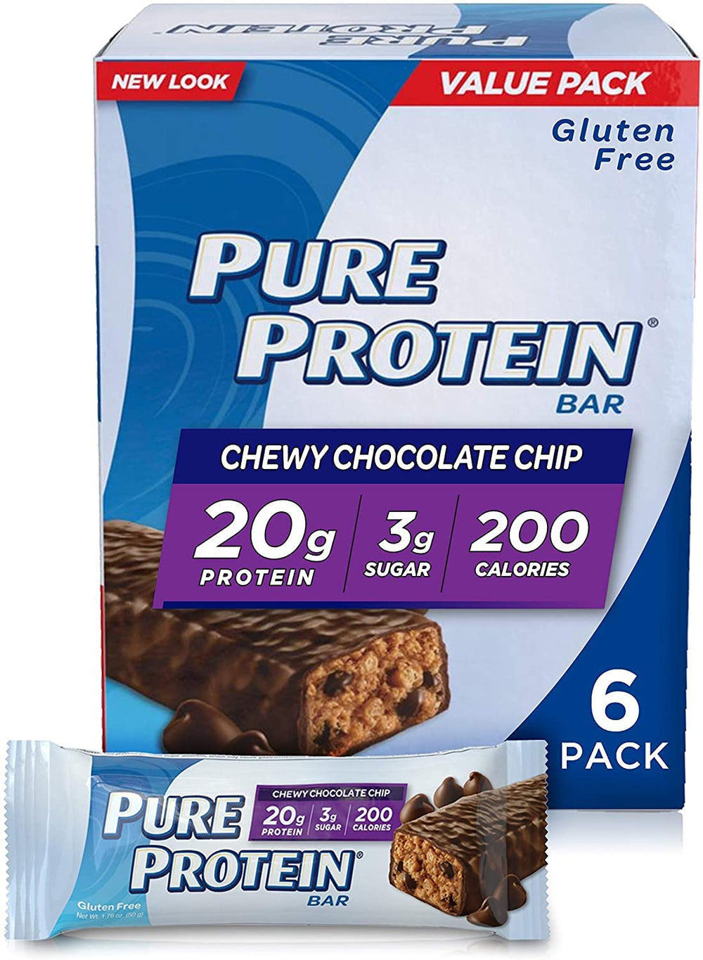 Pure Protein Chewy Chocolate Chip 50g 6-count Multipack product hero image