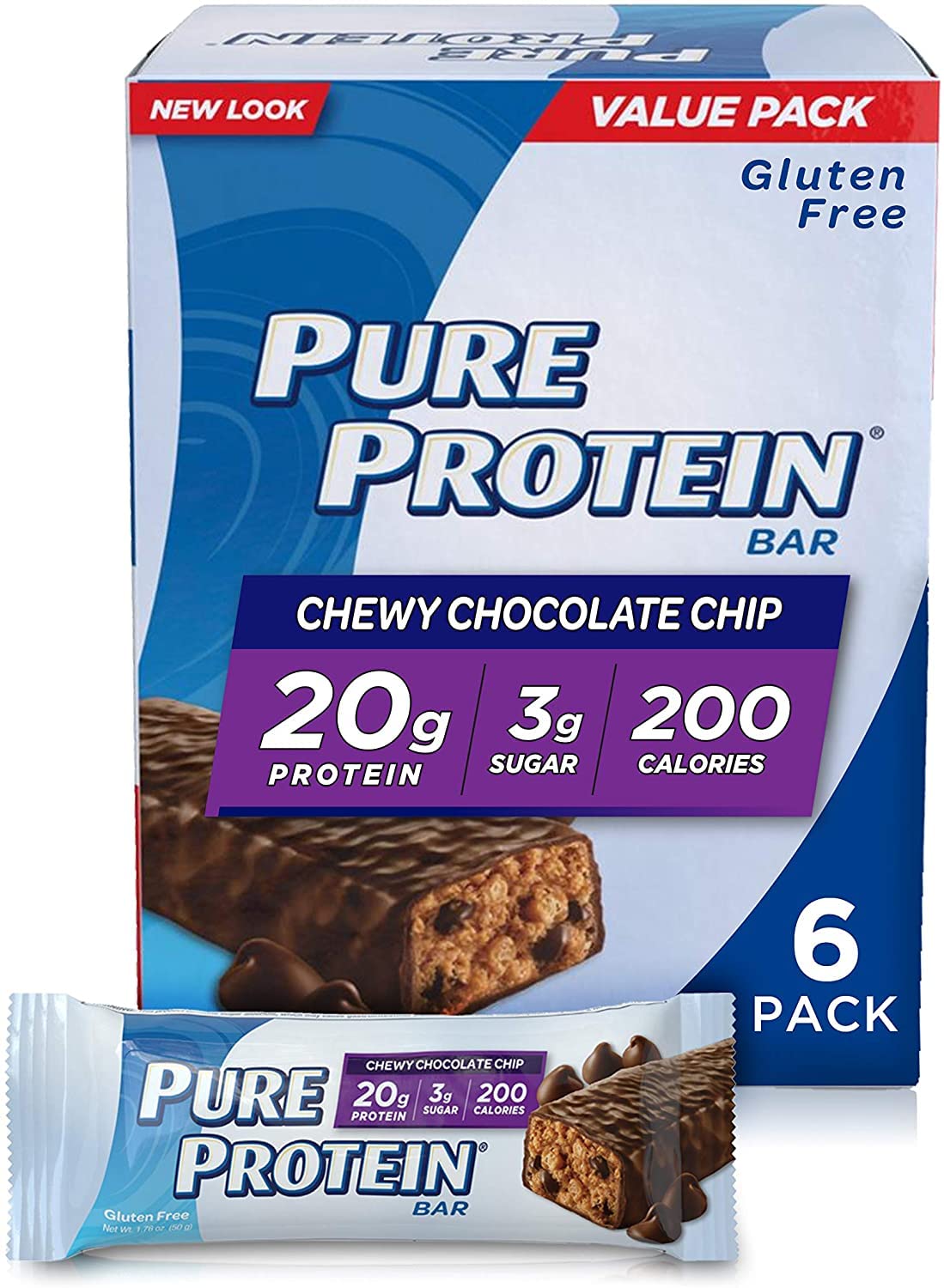 Pure Protein Chewy Chocolate Chip 50g 6-count Multipack product hero image