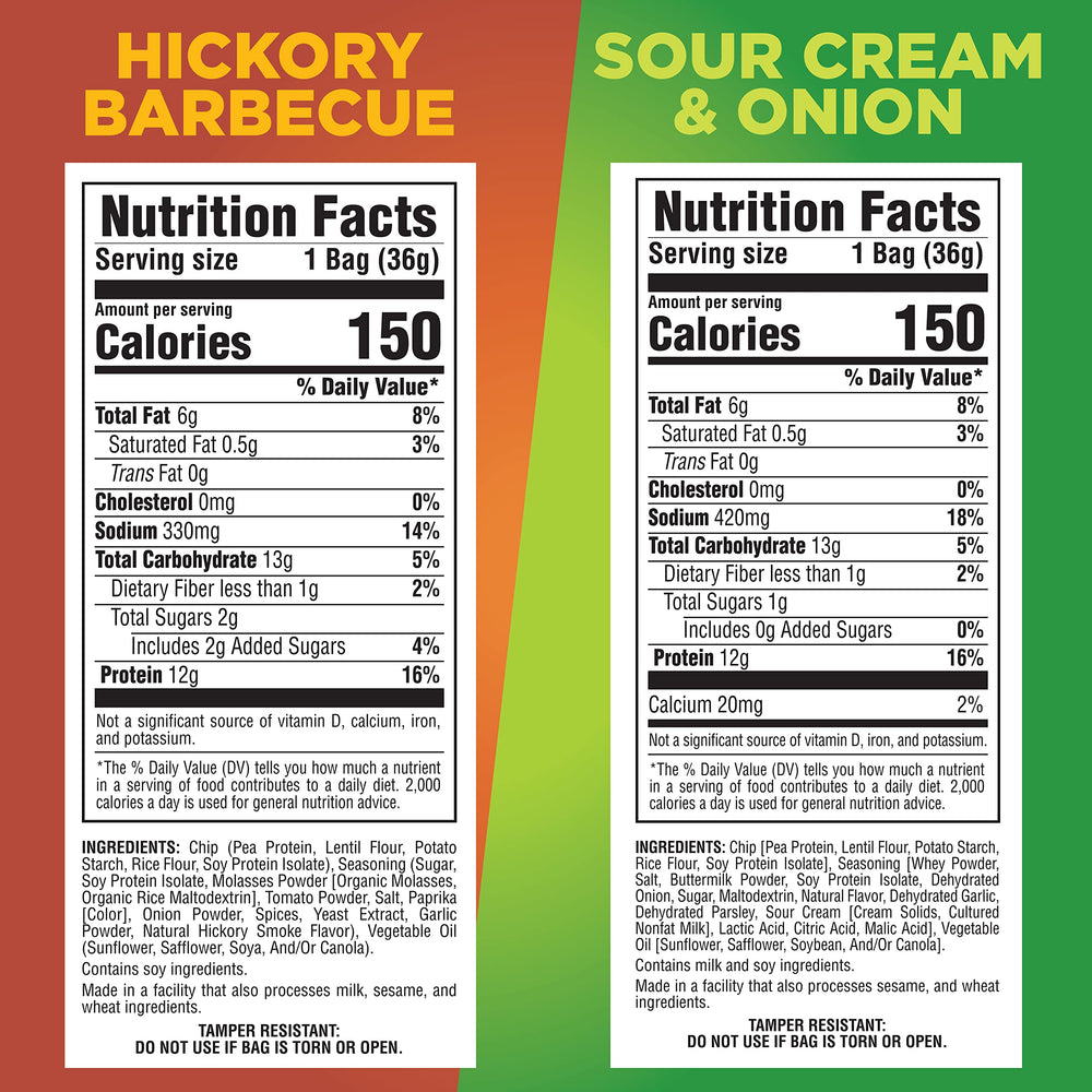 Pure Protein Popped Crisps Hickory Barbecue bag highlights bold flavor and 12g protein per serving.