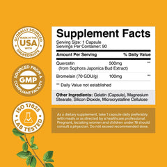 Quercetin and Bromelain capsules close-up