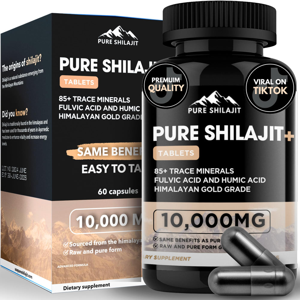 Pure Shilajit capsules bottle packaging with label