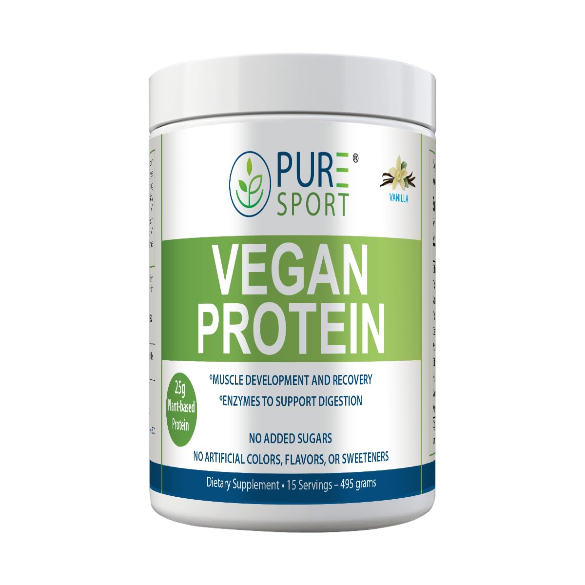 PURE Sport Vegan Protein Vanilla flavor container front