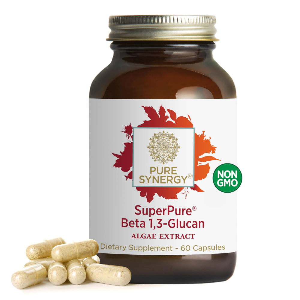 Bottle of PURE SYNERGY SuperPure Beta-1,3-Glucan Extract 60 capsules