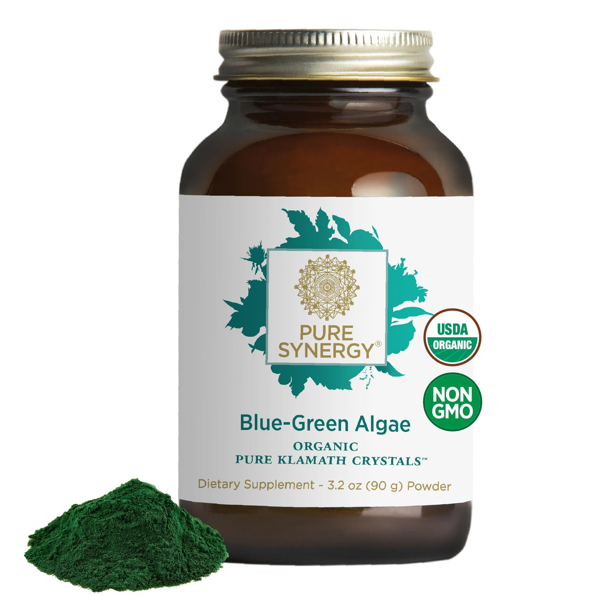 3.2 oz bottle of PURE SYNERGY Blue-Green Algae Powder