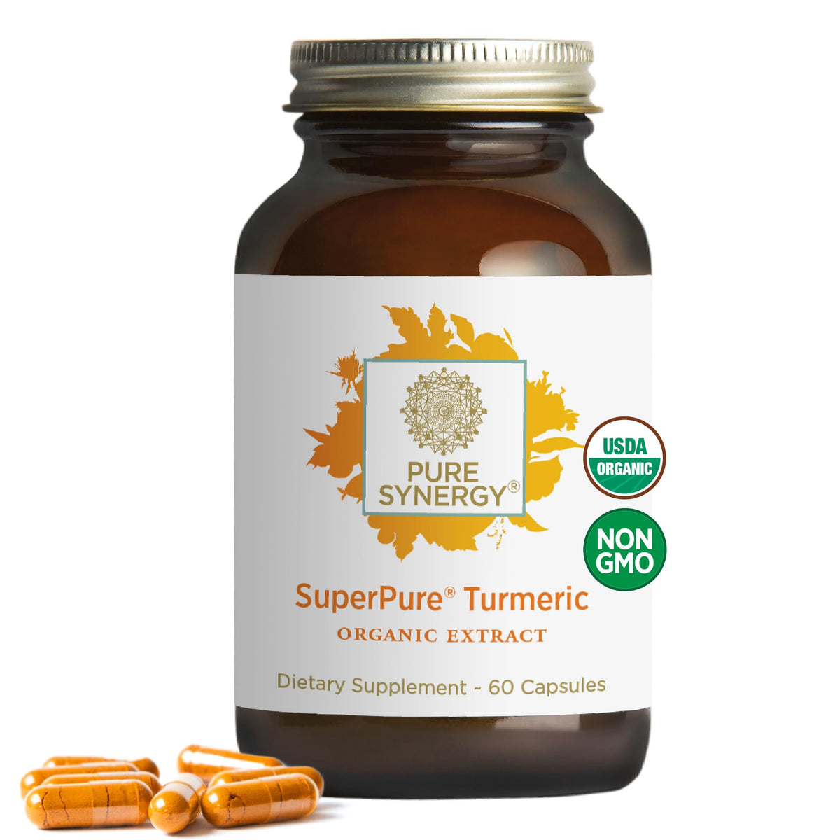 Bottle of Pure Synergy Turmeric Extract with 60 capsules