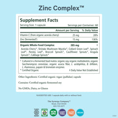 Zinc Complex with organic cofactors and vitamin C