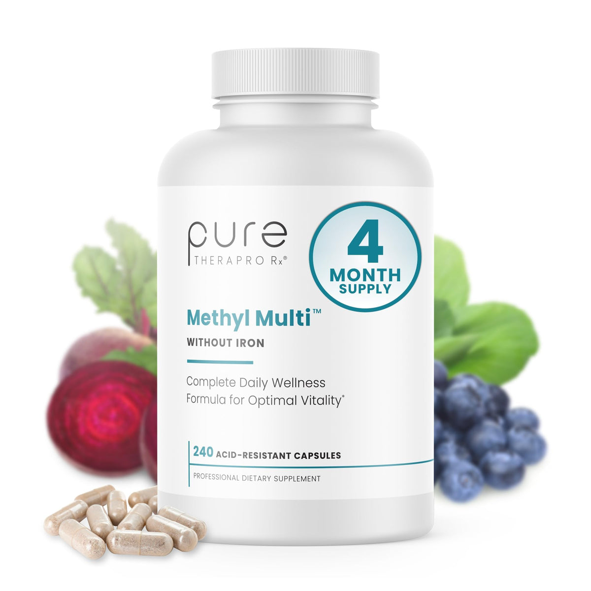 Pure Therapro Rx Methyl Multi without Iron bottle label