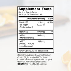 Dropper showing liposomal D3 + K2 liquid
