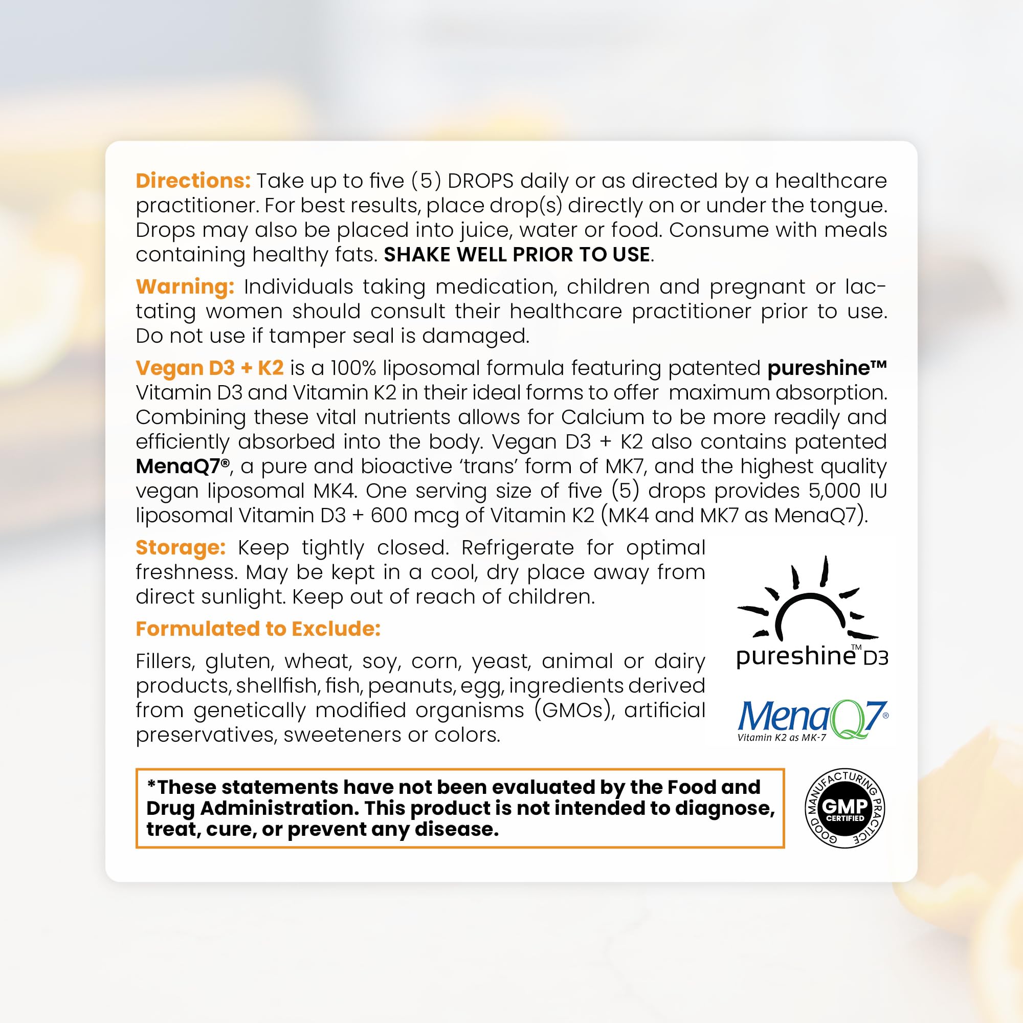 D3 (5000 IU) and K2 liposomal formulation close-up