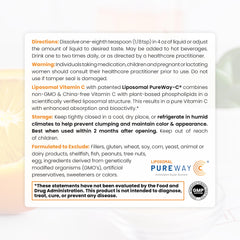Close-up of the Vitamin C label showing PureWay vegan formula