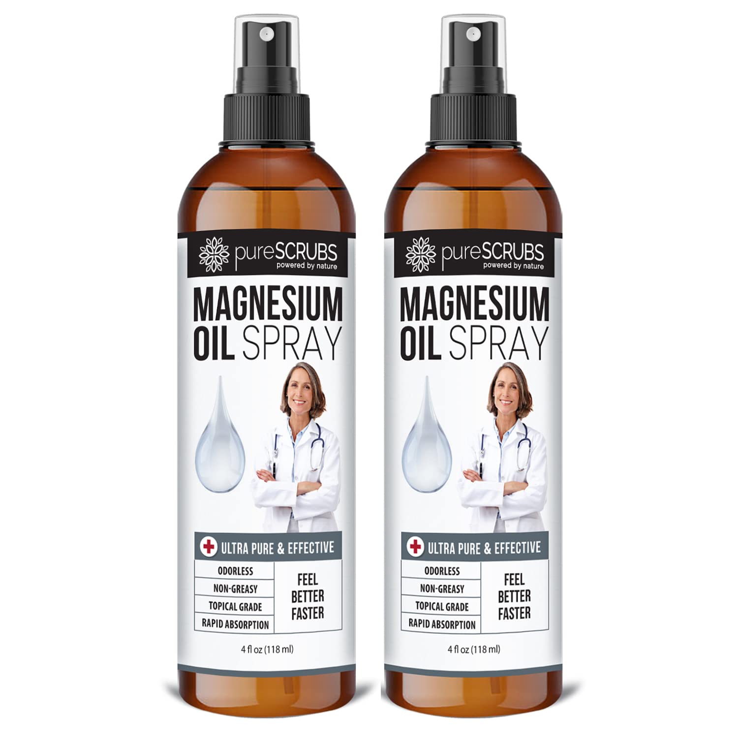 Main product image: Pure Topical Magnesium Oil Spray 2 Bottle Pack