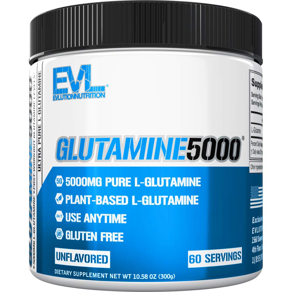 Pure vegan L-Glutamine powder container by EVLution Nutrition
