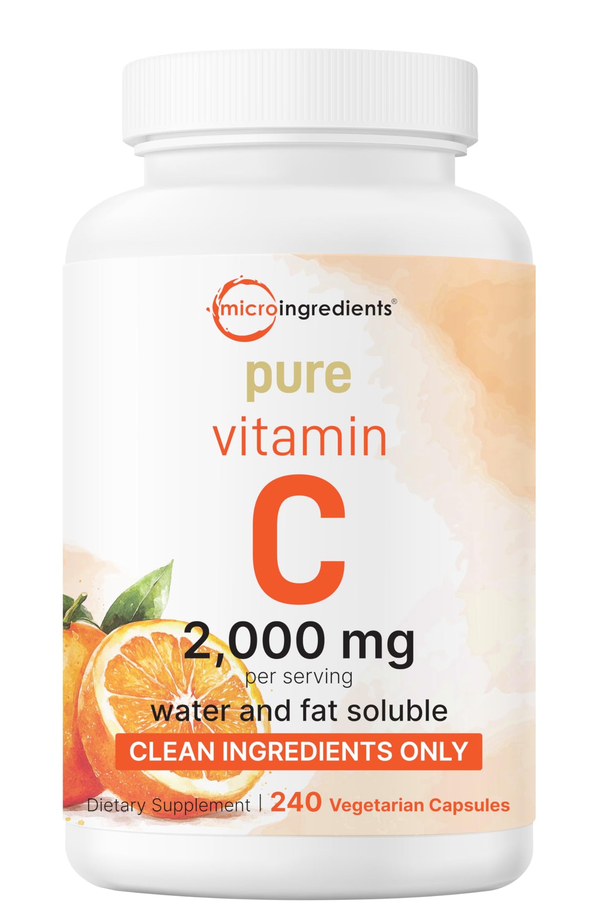 Pure Vitamin C 2000mg bottle and label