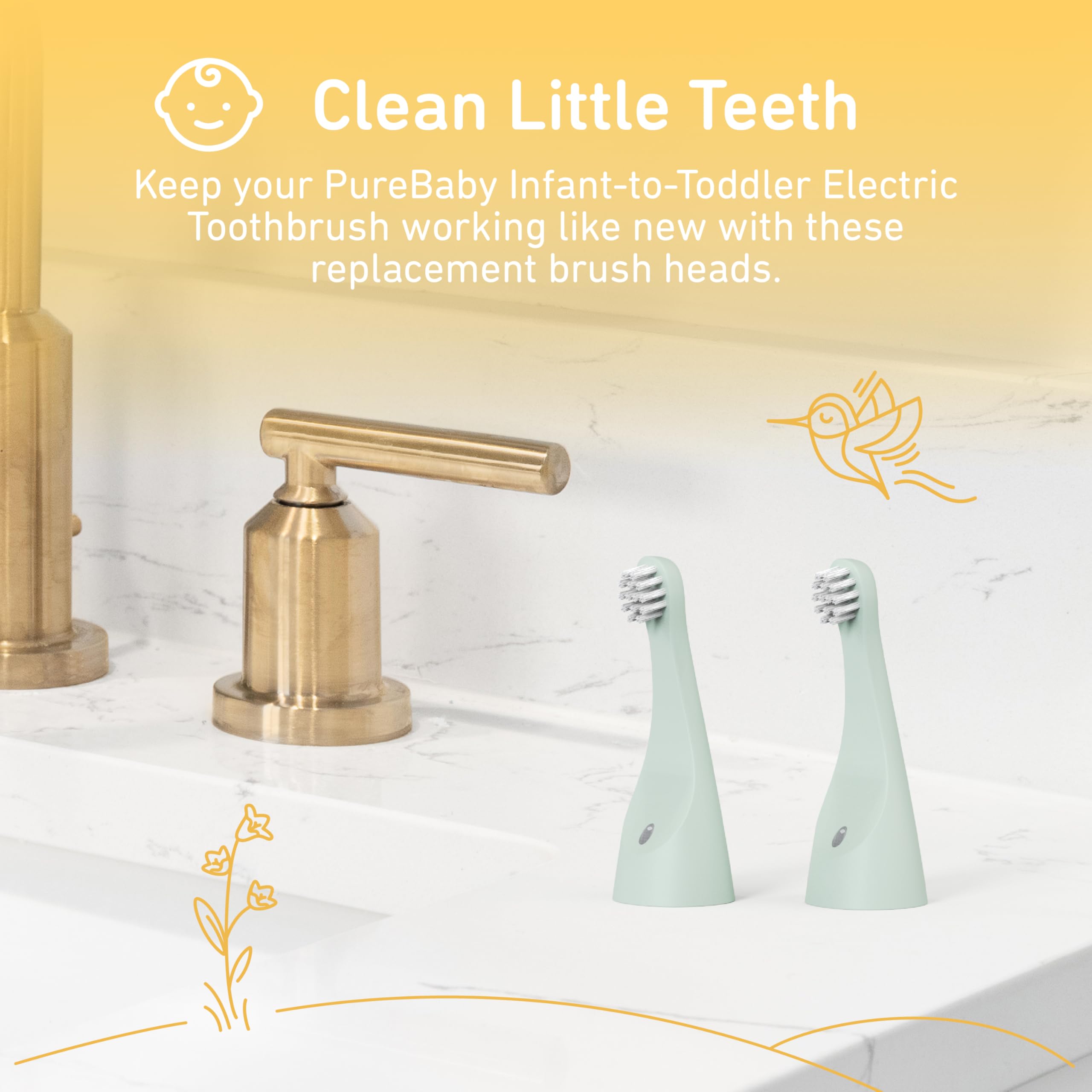 Two replacement brush heads included in the set