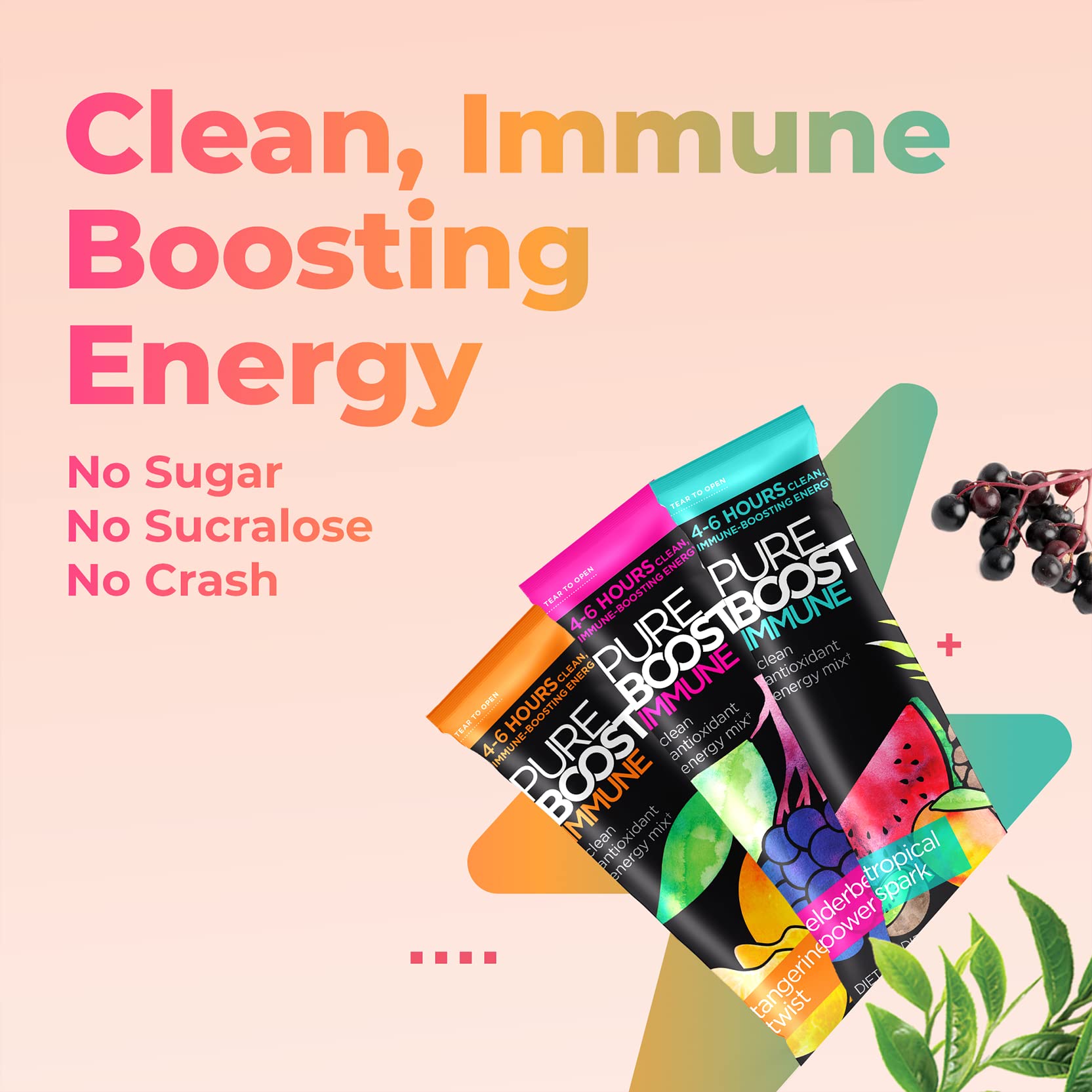 Individual Pureboost Immune energy drink mix packets