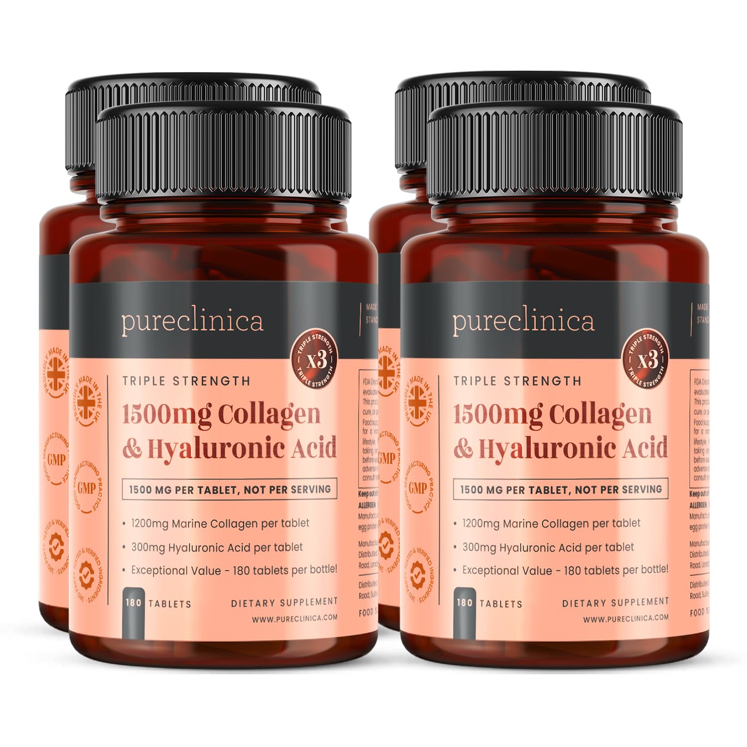 PureClinica Marine Collagen & Hyaluronic Acid bottle label