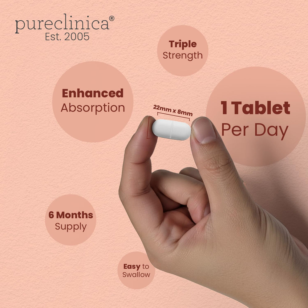 Tablets showing high-strength dosage of 1500mg per tablet (2 tablets per day = 3000mg)