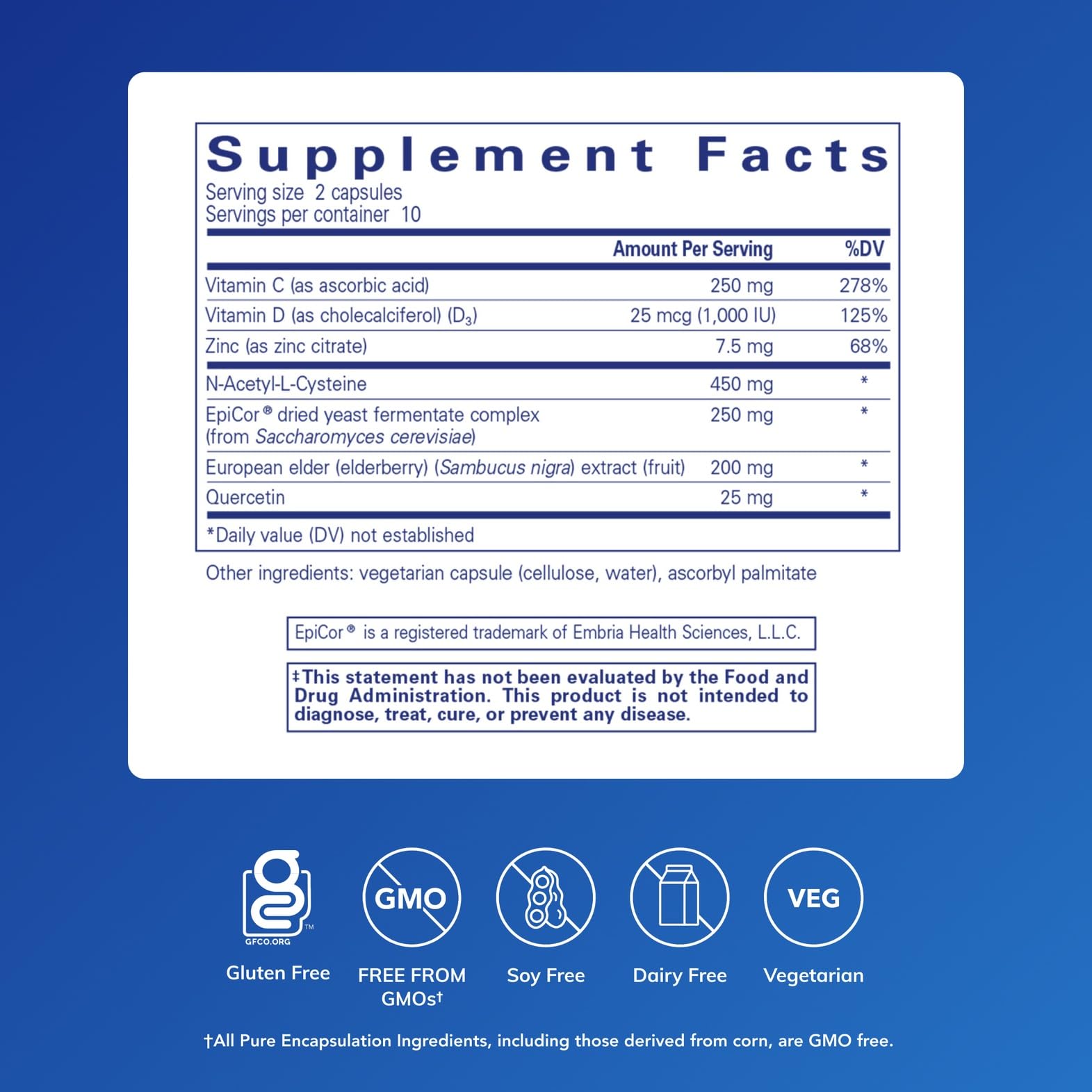 Close-up of NAC and related immune-support ingredients