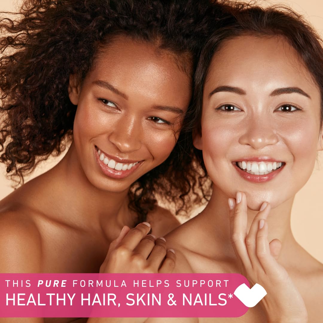 Close-up of PUREFINITY collagen peptides highlighting skin, hair and nails benefits