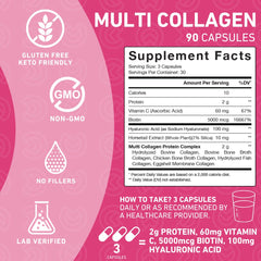 Capsules arranged with a measuring scoop beside the bottle
