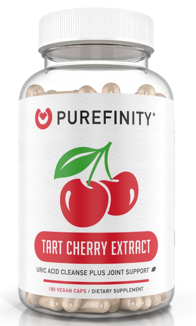 Front view of PUREFINITY Tart Cherry Capsules bottle