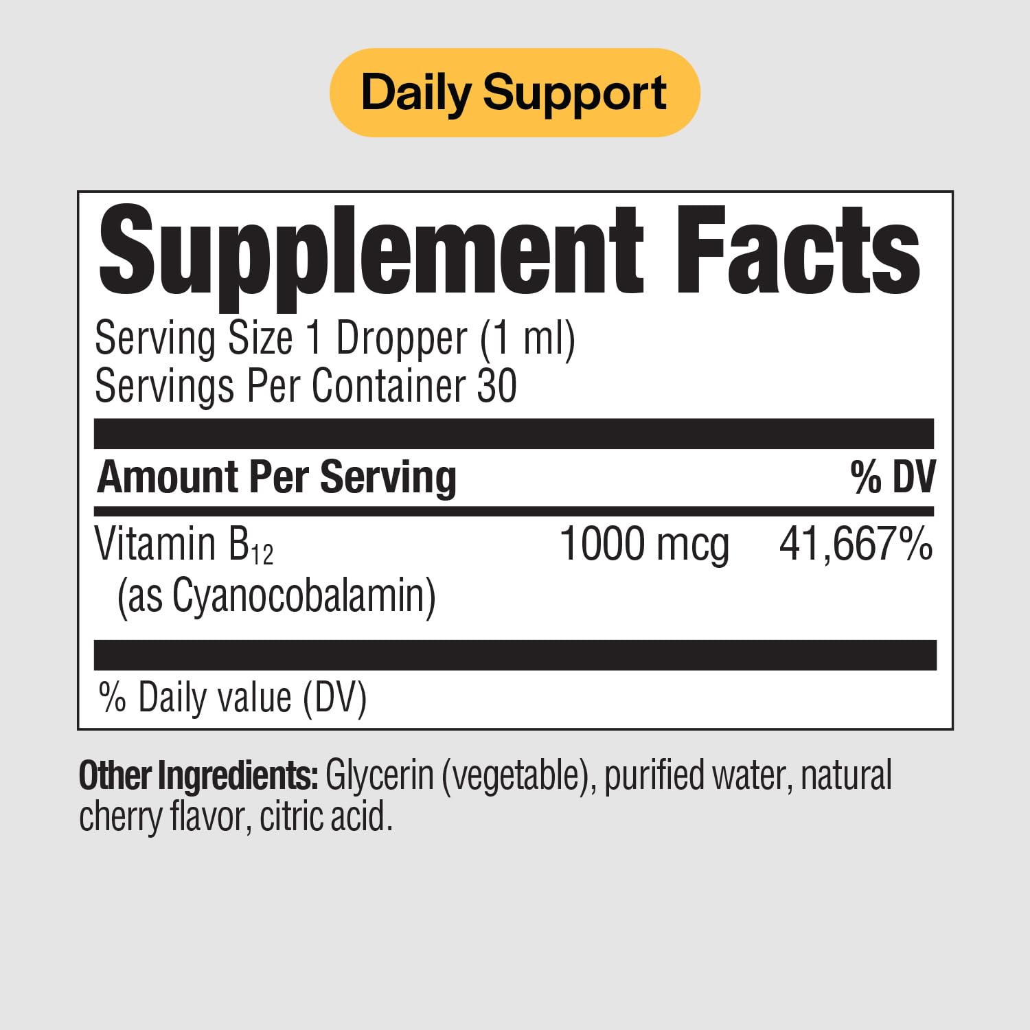 Cherry-flavored B12 sublingual drops with dropper