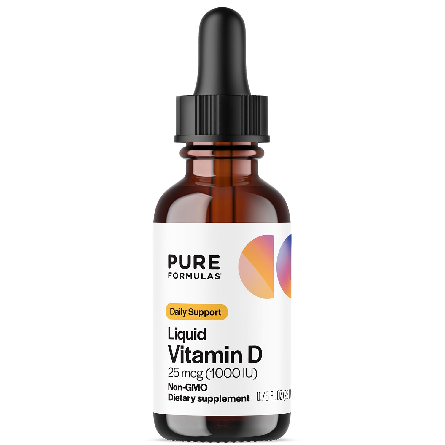 Front view of PureFormulas Liquid Vitamin D3 bottle 0.75 fl oz