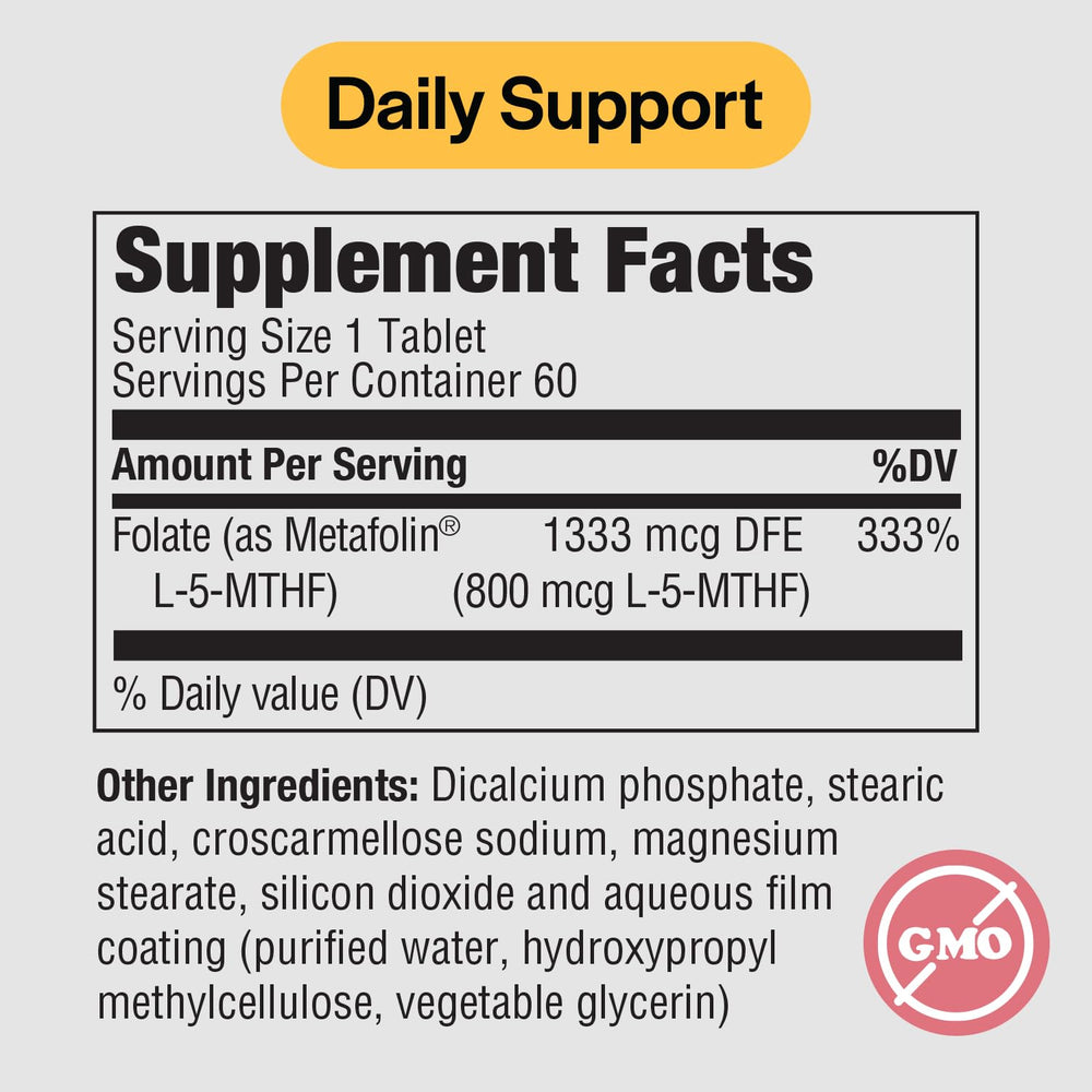Close-up of PureFormulas 5-MTHF tablets