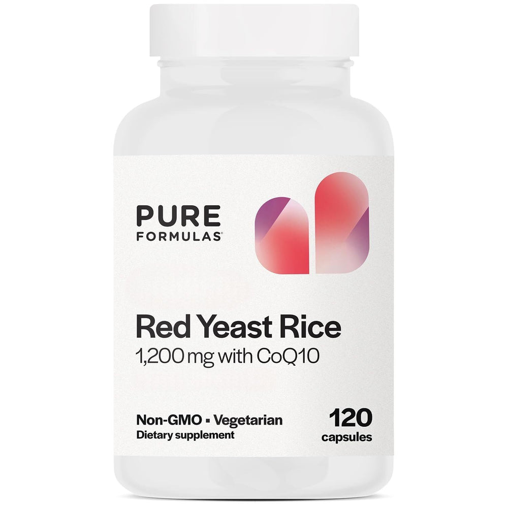 Bottle of PureFormulas Red Yeast Rice with CoQ10 100mg 1200mg strength