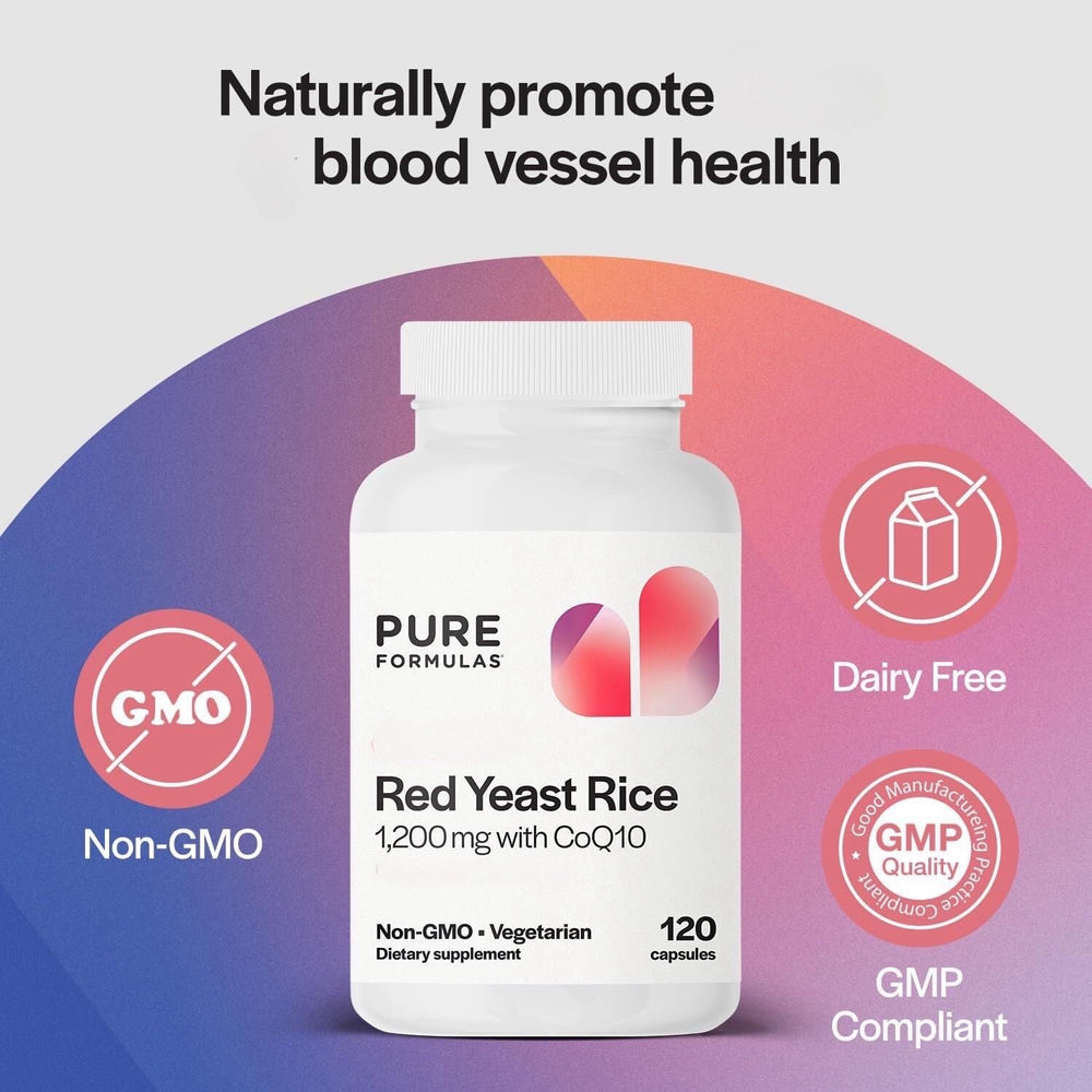 Capsules of PureFormulas Red Yeast Rice 1200mg with CoQ10 100mg