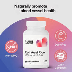 Capsules of PureFormulas Red Yeast Rice 1200mg with CoQ10 100mg