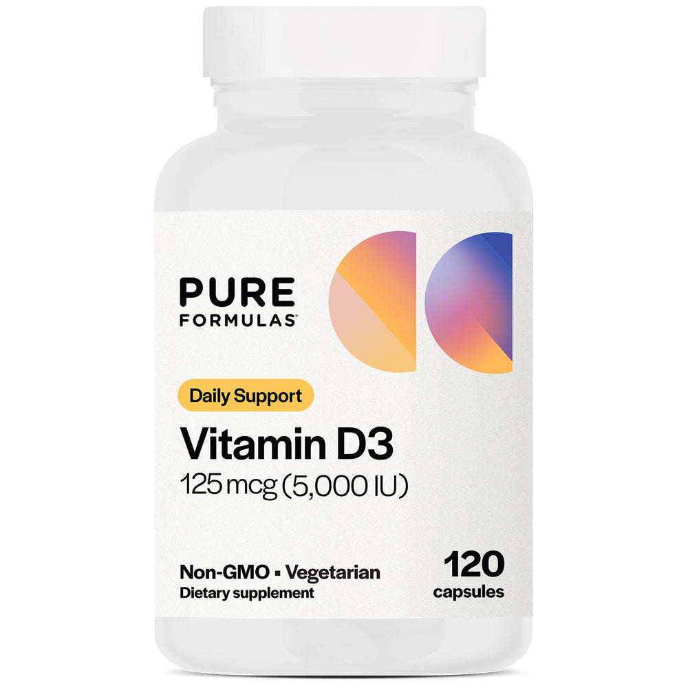 PureFormulas Vitamin D3 5000 IU bottle with 120 vegetarian capsules