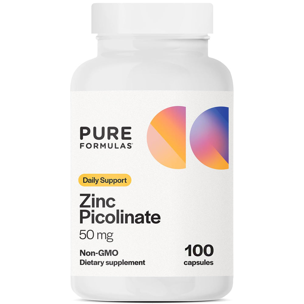 Bottle of PureFormulas Zinc Picolinate 50 mg capsules