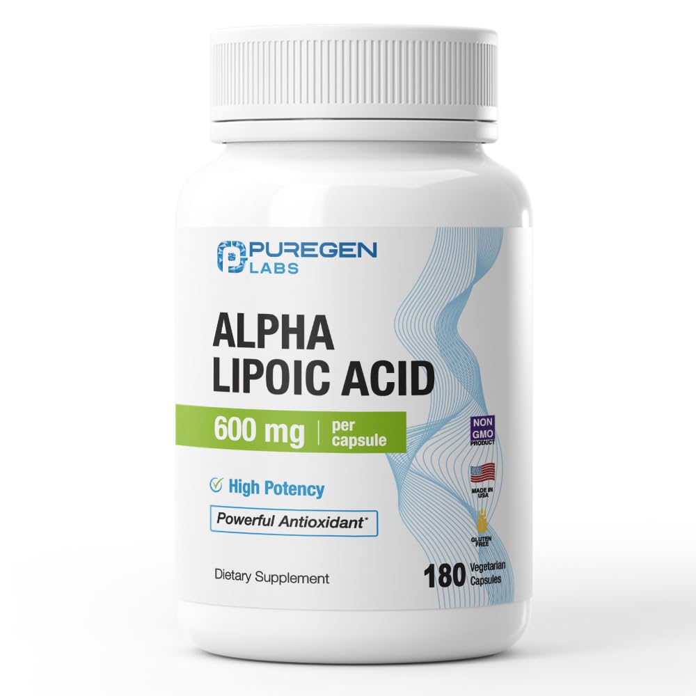 Puregen Labs Alpha Lipoic Acid 600mg bottle label