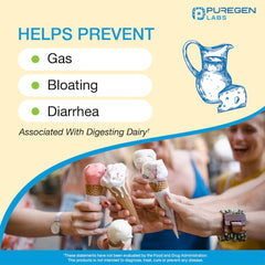 90 caplets bottle packaging for Puregen Labs Dairy Relief