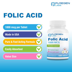 Puregen Labs folic acid 1000 mcg product image