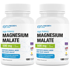 Puregen Labs Magnesium Malate 500mg bottle with 360 veggie capsules