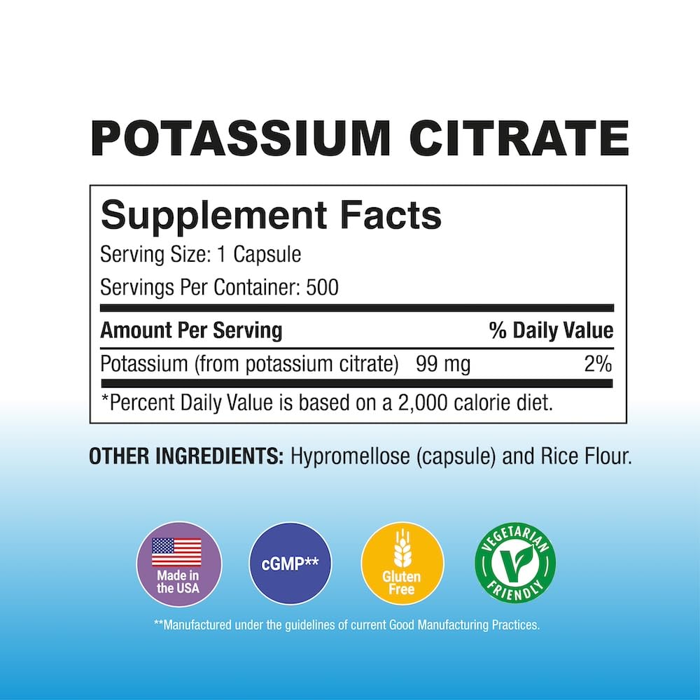 Ingredient panel showing potassium citrate and other ingredients