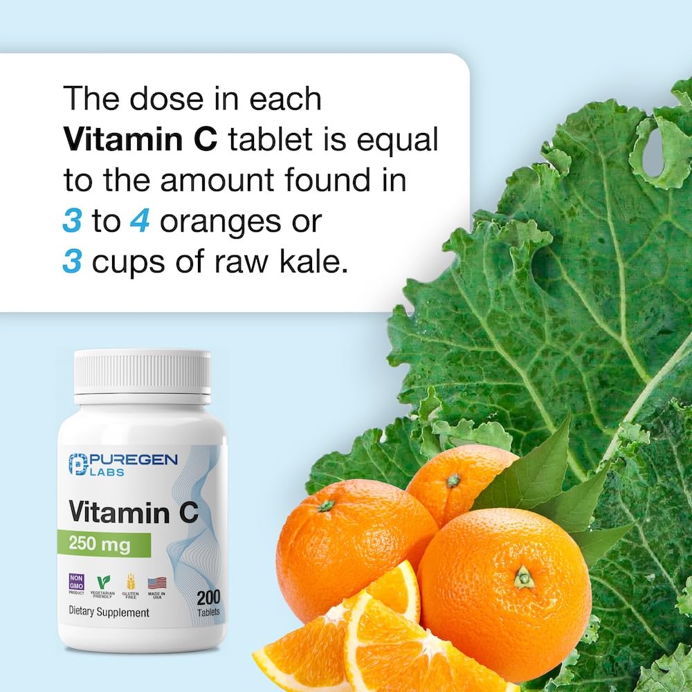 Vitamin C 250mg 400-tablet bottle and tablets displayed