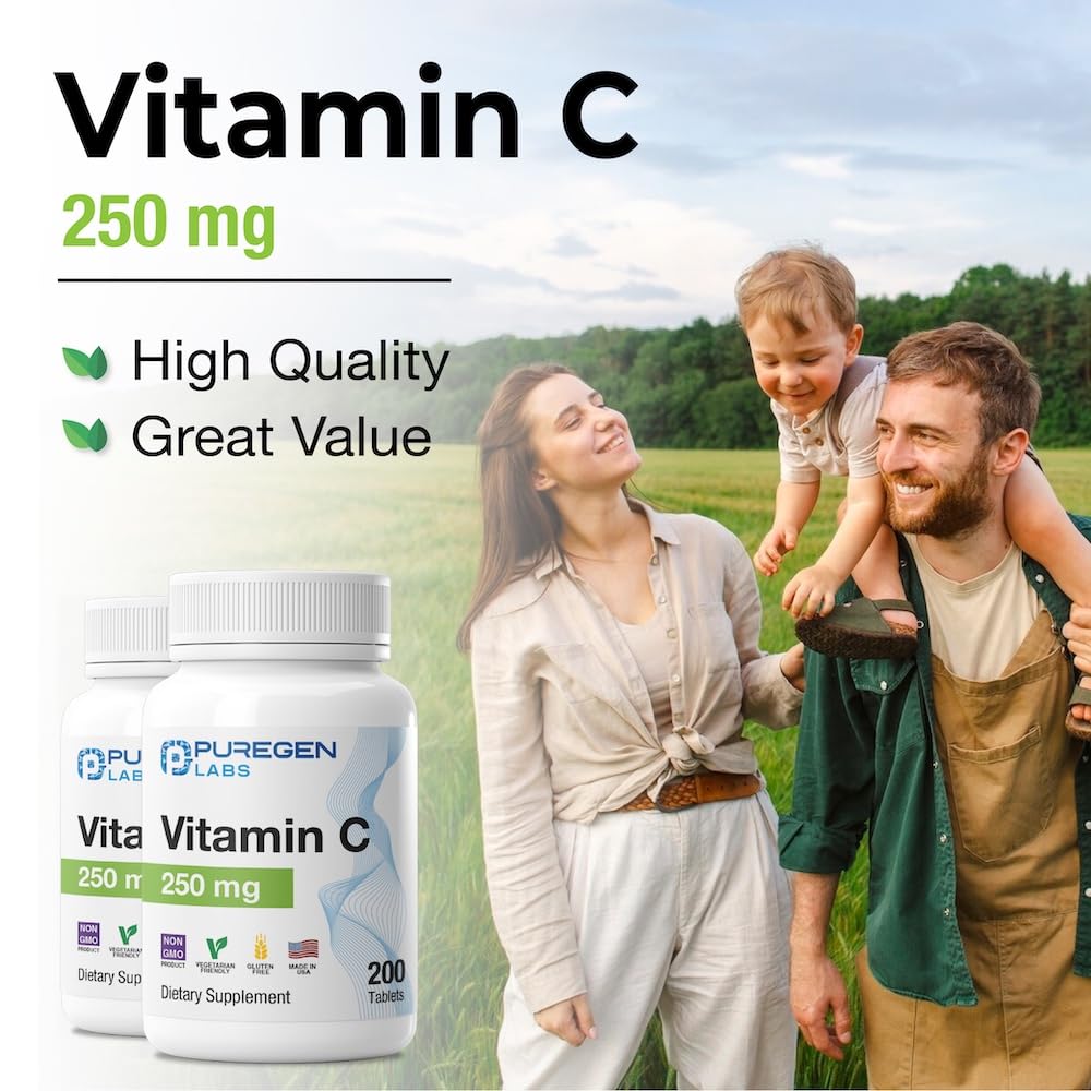 Gluten-free and Non-GMO Vitamin C 250mg supplement